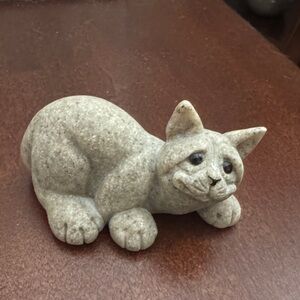 Gray Stone Cat Figurine